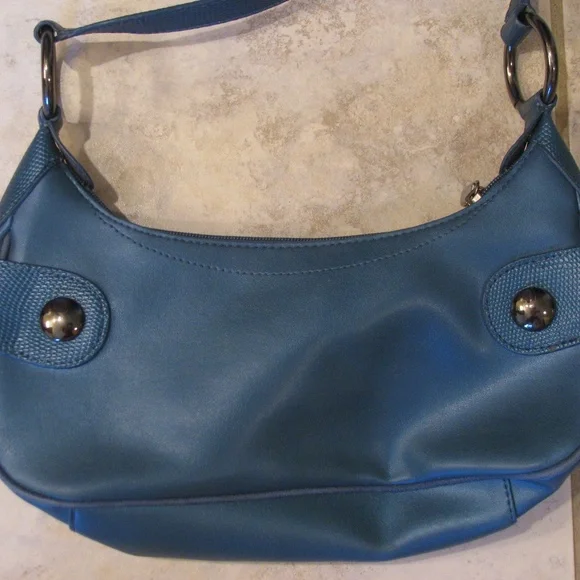 Vintage Y2K Crescent Underarm Shoulder Bag Purse Baguette Blue Small - Picture 5 of 11